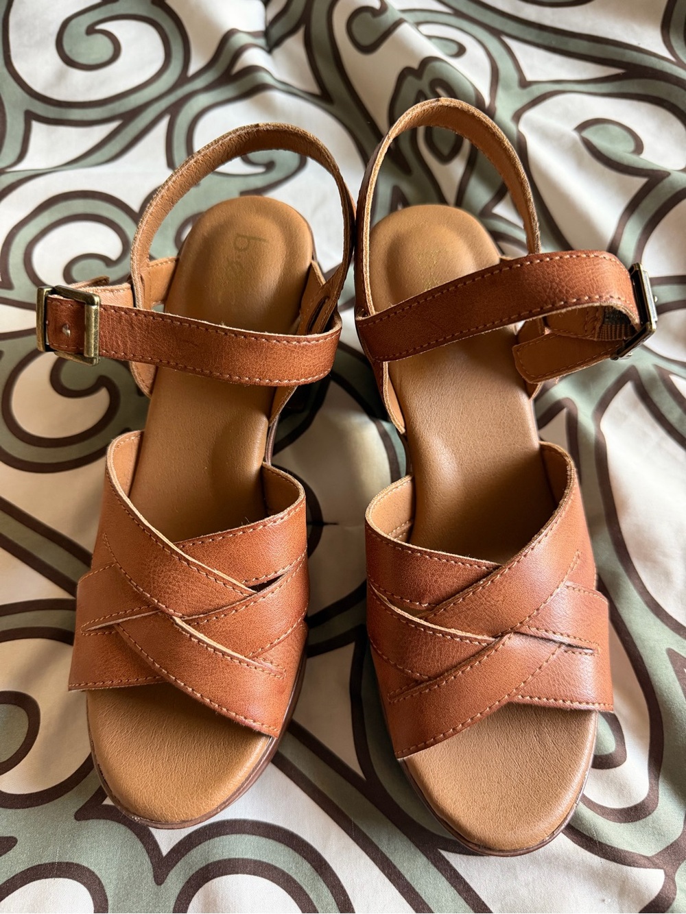 b.o.c. Tan Crisscross Slingback Sandals